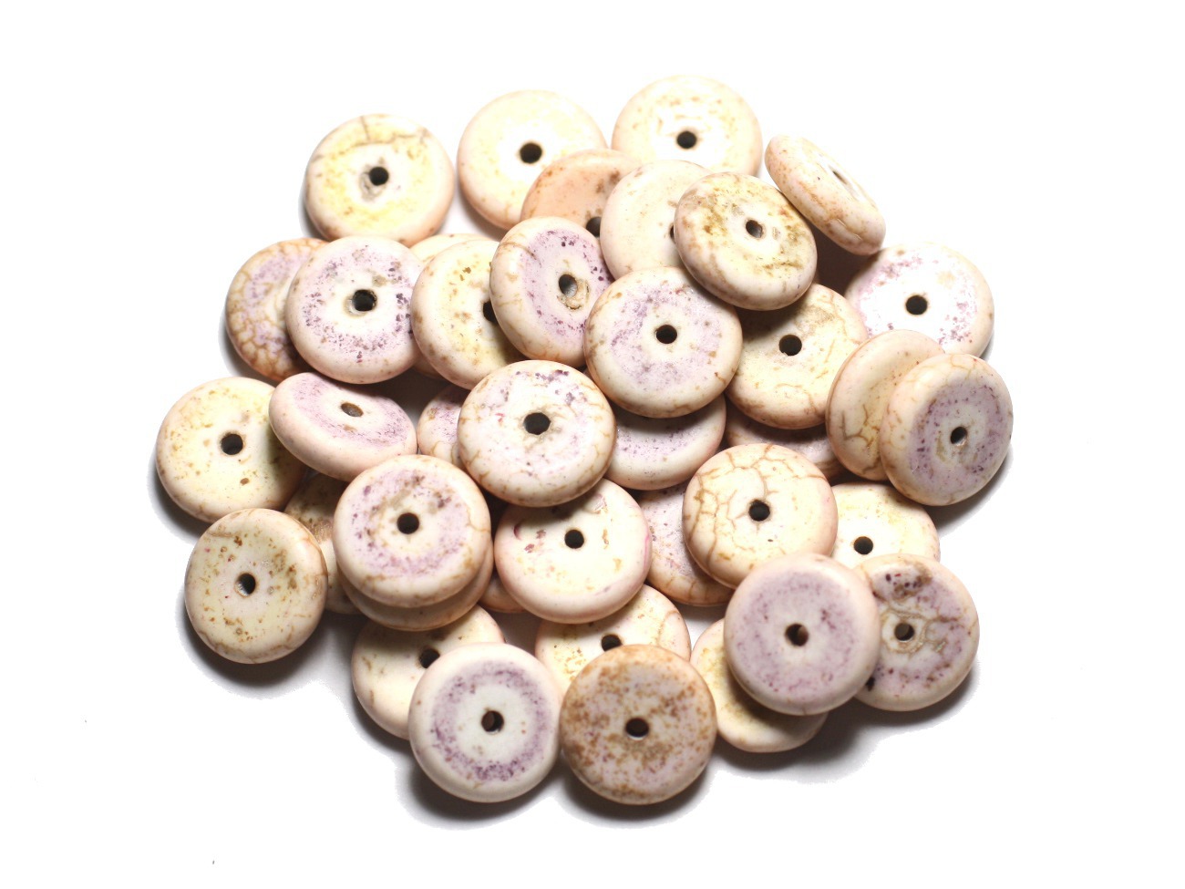 20pc - Perles Turquoise synthèse Rondelles 12 x 2-3mm Blanc   4558550016355 