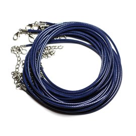 10pc - 2mm Waxed Cotton Necklaces Navy Blue - 4558550016362 