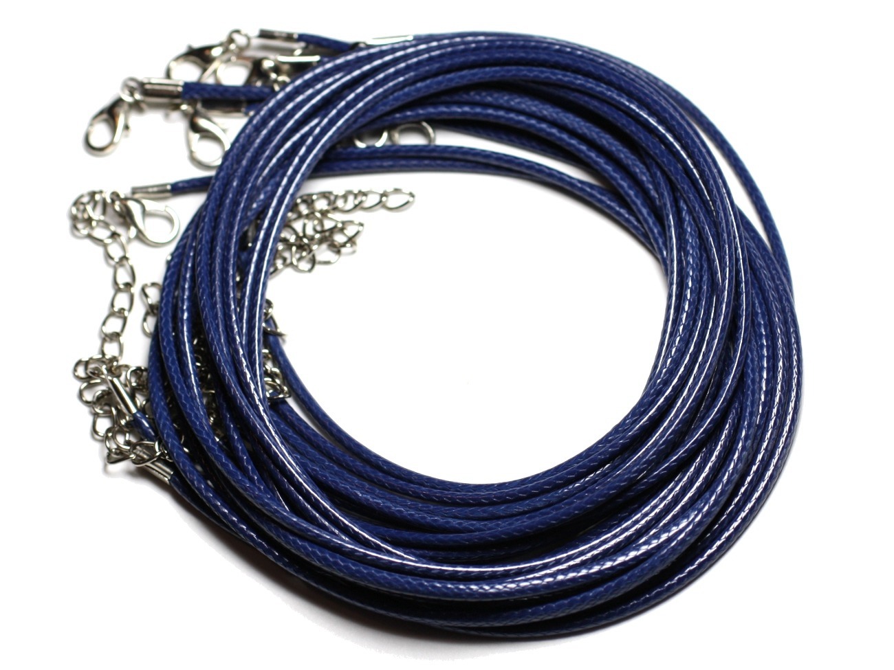 10pc - Colliers Tours de cou Coton Ciré 2mm Bleu Marine -  4558550016362 