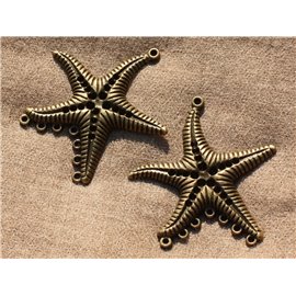 2 Stück - Großer Perlenverbinder Stern Metall Bronze 65mm 4558550016416 