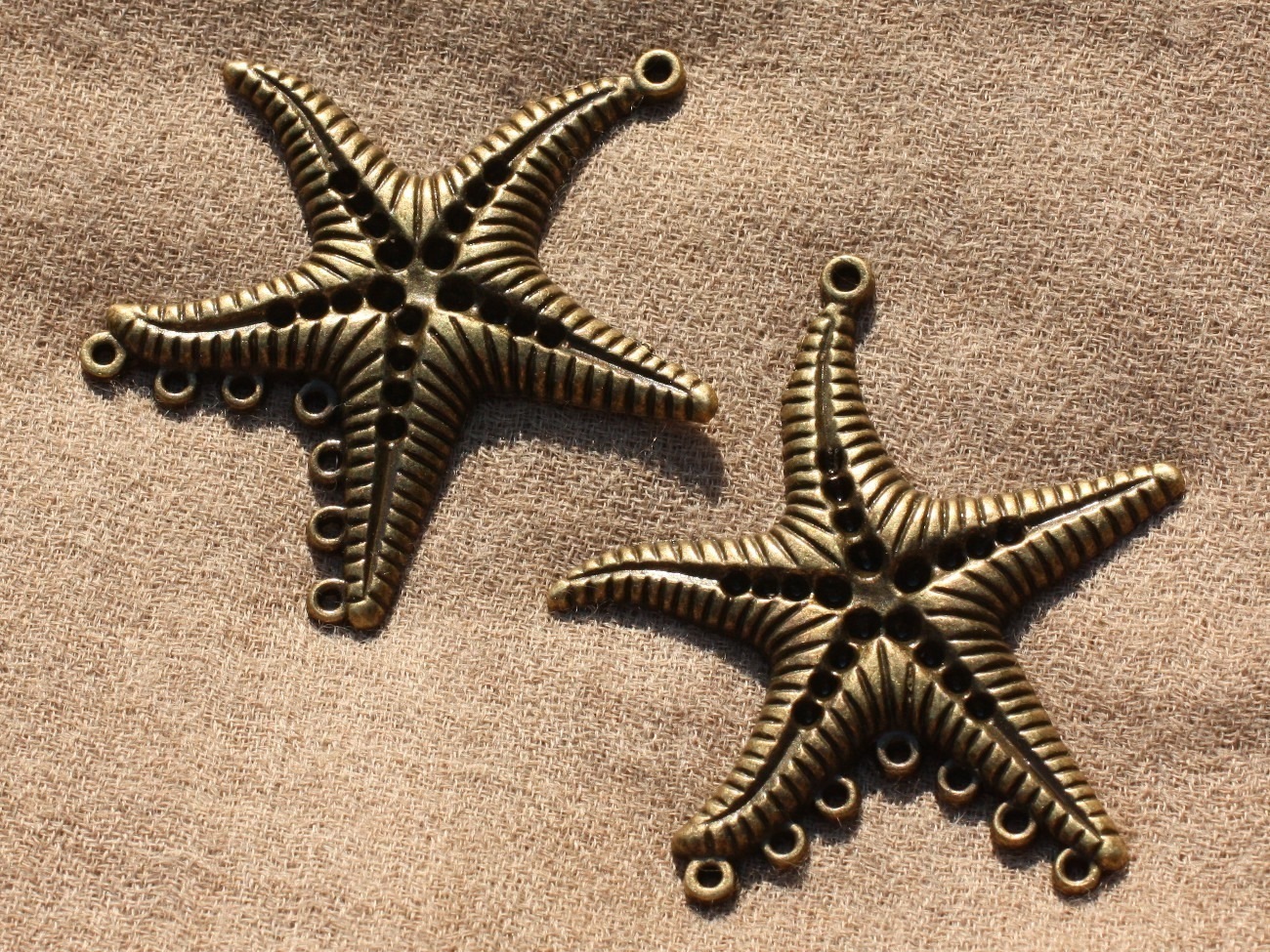 2pc - Grande Perle Connecteur Etoile Métal Bronze 65mm   4558550016416 