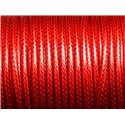 3 metres - Fil Corde Cordon Coton Ciré 3mm Rouge Cerise - 4558550016454