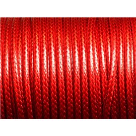 3 metres - Fil Corde Cordon Coton Ciré 3mm Rouge Cerise - 4558550016454