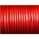 3 metres - Fil Corde Cordon Coton Ciré 3mm Rouge Cerise - 4558550016454