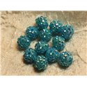 5pc - Perles Shamballas Résine 12x10mm Bleu   4558550016461
