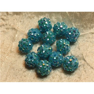 5pc - Perles Shamballas Résine 12x10mm Bleu   4558550016461