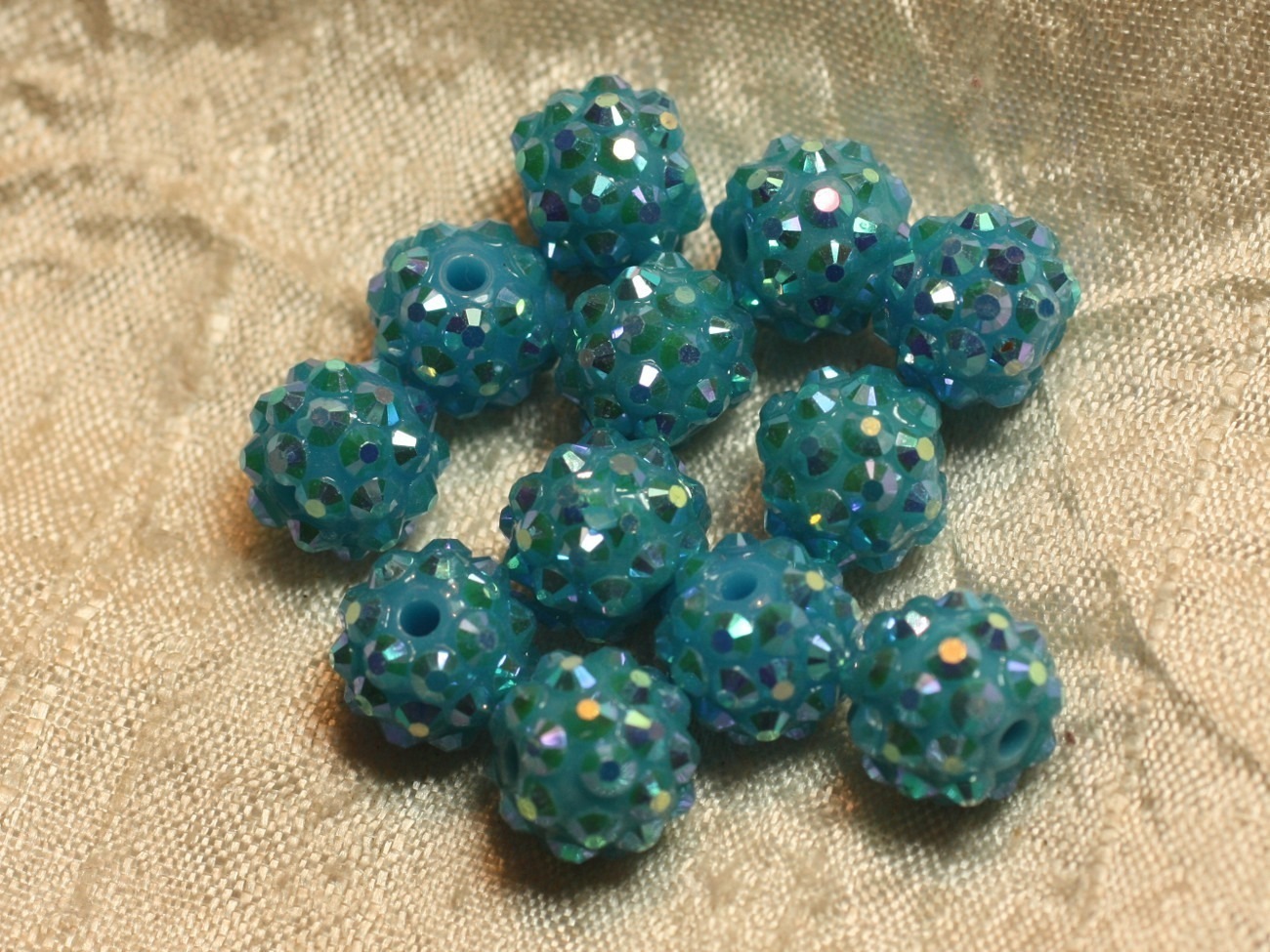 5pc - Perles Shamballas Résine 12x10mm Bleu   4558550016461