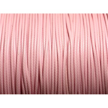 5 Mètres - Fil Corde Cordon Coton Ciré 1mm Rose clair poudre pastel - 4558550016546