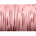 5 Mètres - Fil Corde Cordon Coton Ciré 1mm Rose clair poudre pastel - 4558550016546