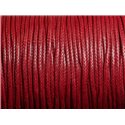 5 mètres - Cordon Coton Ciré 2mm Rouge - Bordeaux   4558550101761 