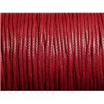 5 mètres - Cordon Coton Ciré 2mm Rouge - Bordeaux   4558550101761 