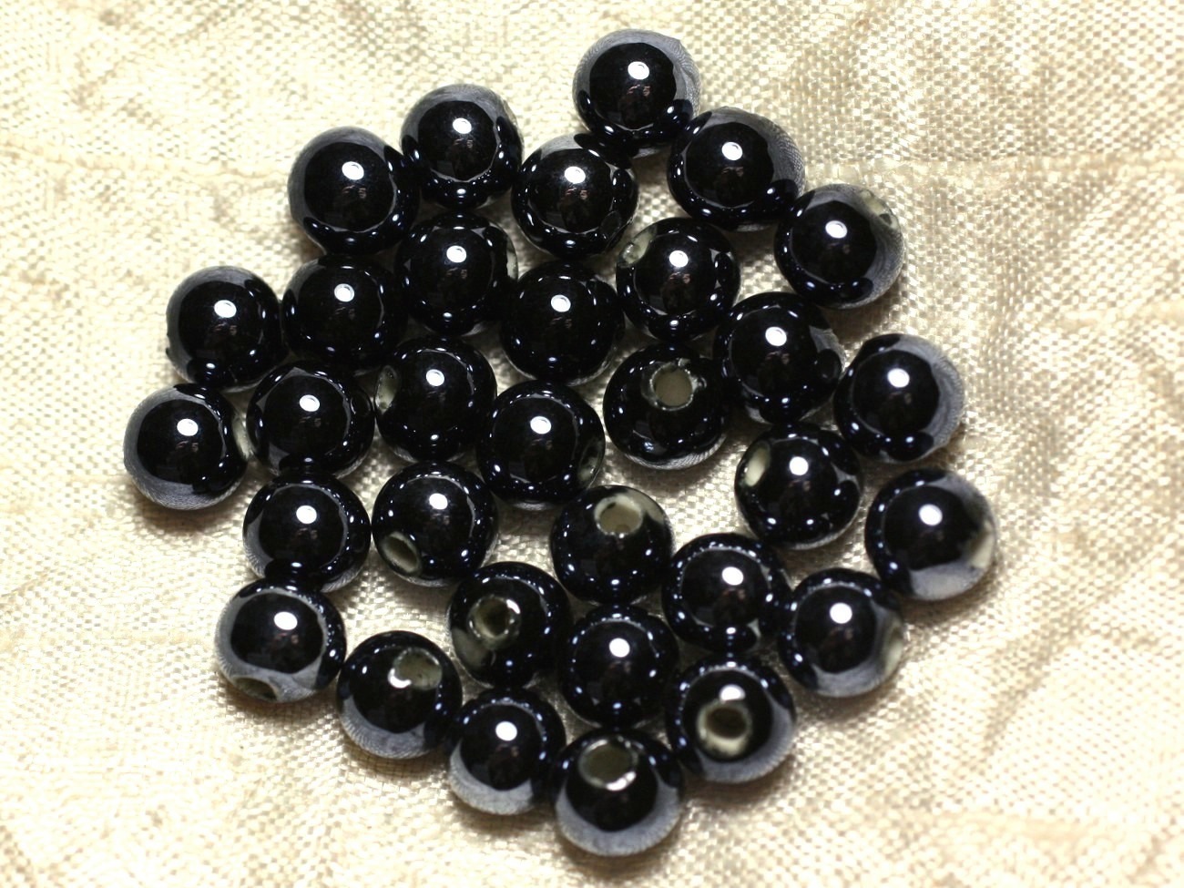 10pc - Perles Porcelaine Céramique Boules 8mm Noir   4558550016669