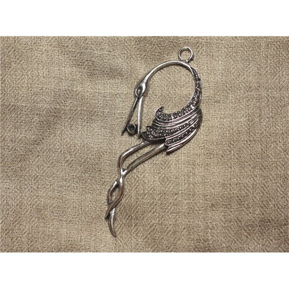 1pc - Pendentif Breloque Métal Argenté Rhodium Oiseau 92mm   4558550016720