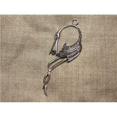 1pc - Pendentif Breloque Métal Argenté Rhodium Oiseau 92mm   4558550016720