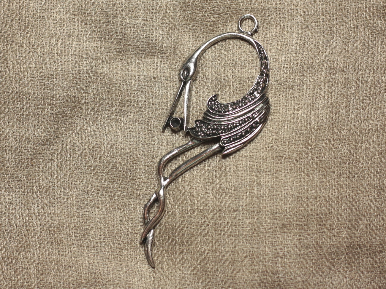 1pc - Pendentif Breloque Métal Argenté Rhodium Oiseau 92mm   4558550016720