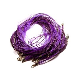 10pc - Organza and Cotton 7mm Choker Necklaces - Purple Magenta - 4558550016805 