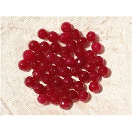 20pc - Perles Pierre - Jade Boules Facettées 6mm Rose Fuchsia Framboise - 4558550016829