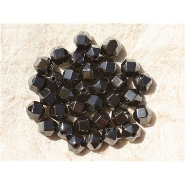 35pc - Perles de Pierre - Hématite Boules Cubes facettées 6mm - 4558550016898