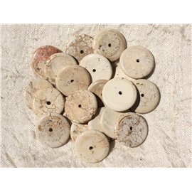 10Stk - Steinperlen - Türkis Synthese Unterlegscheiben 18mm Weiß Beige Ecru - 4558550016942