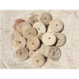 10st - Stenen kralen - Synthetisch turkoois Rondelles 18mm Beige Ecru - 4558550016942 