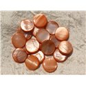 10pc - Perles Nacre Palets 15mm Orange   4558550017024