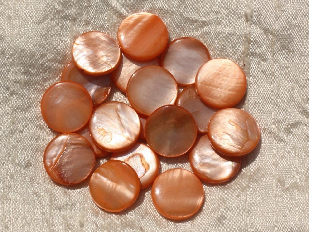 10pc - Perles Nacre Palets 15mm Orange   4558550017024
