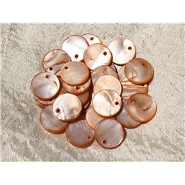 10pc - Ciondoli in madreperla arancione, ciondoli rotondi 15mm 4558550017055