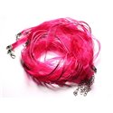 10pc - Colliers Tours de cou Organza et Coton 47cm Rose Fuchsia -  4558550018663 