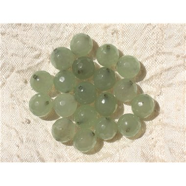 10pc - Perles de Pierre - Jade Boules Facettées 10mm Vert clair  4558550017345 