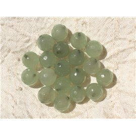 10Stk - Steinperlen - Jade Facettierte Kugeln 10mm Hellgrün 4558550017345 