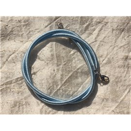 1pc - 3mm Sky Blue Silk Choker Necklace 46cm 4558550017161 