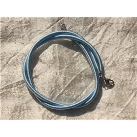 1pc - Collier Tour de cou 46cm Tissu Satin Soie Rond 3mm Bleu Ciel Lavande Pastel - 4558550017161