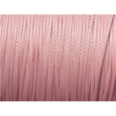 10 metres - Fil Corde Cordon Coton Ciré 0.8mm Rose clair poudre pastel - 4558550017253