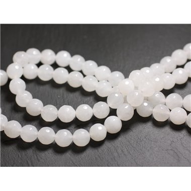 20pc - Perles de Pierre - Jade Boules Facettées 6mm Blanc Transparent -  4558550017260 