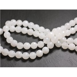 20pc - Stone Beads - Jade Faceted Balls 6mm Transparent White - 4558550017260 