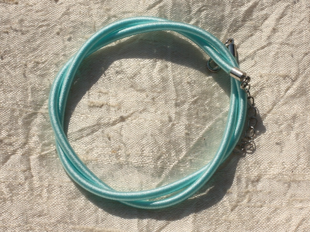 1pc - Collier Tour de cou Soie 3mm Bleu Turquoise 46cm   4558550017284 