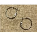 2 Paires - Boucles Oreilles Métal Argenté Rhodium Créoles 20mm   4558550017321