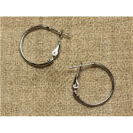 2 paar - Oorringen van zilverkleurig metaal Rhodium 20 mm 4558550017321