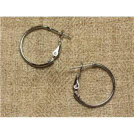 2 Pairs - Silver Metal Rhodium Earring Hoops 20mm 4558550017321