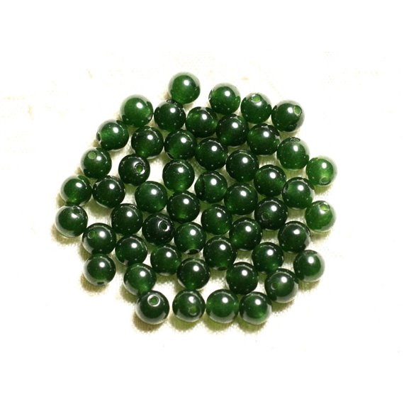 20pc - Perles de Pierre - Jade Boules 6mm Vert Olive foncé  4558550008787 