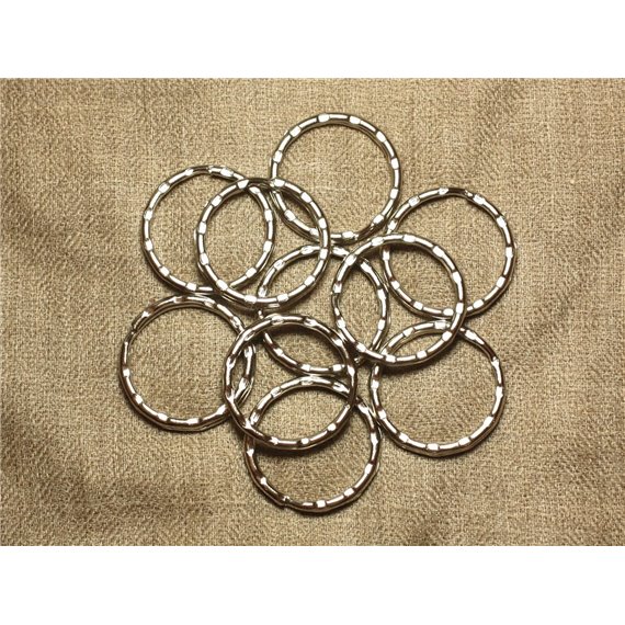 50pc - Anneaux Porte Clefs Métal Argenté Rhodium 30mm   4558550017369