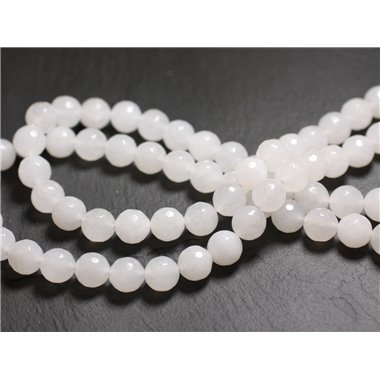 20pc - Perles de Pierre - Jade Blanche Facettée 4mm   4558550017383