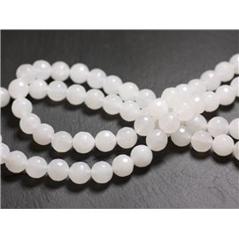 20pc - Perles Pierre Jade Boules Facettées 4mm blanc transparent - 4558550017383