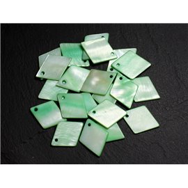 10pc - Pendants Charms Mother of Pearl Diamonds 21mm Green 4558550017444