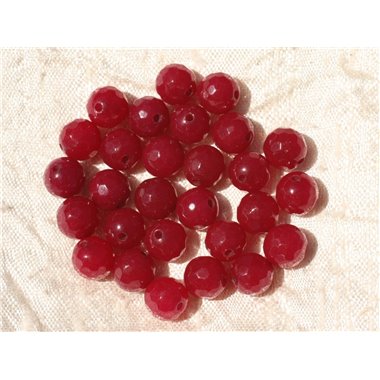 10pc - Perles de Pierre - Jade Framboise Facettée 8mm   4558550017482