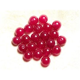 10pc - Stone Beads - Jade Balls 10mm Pink Fuchsia Raspberry 4558550008640 
