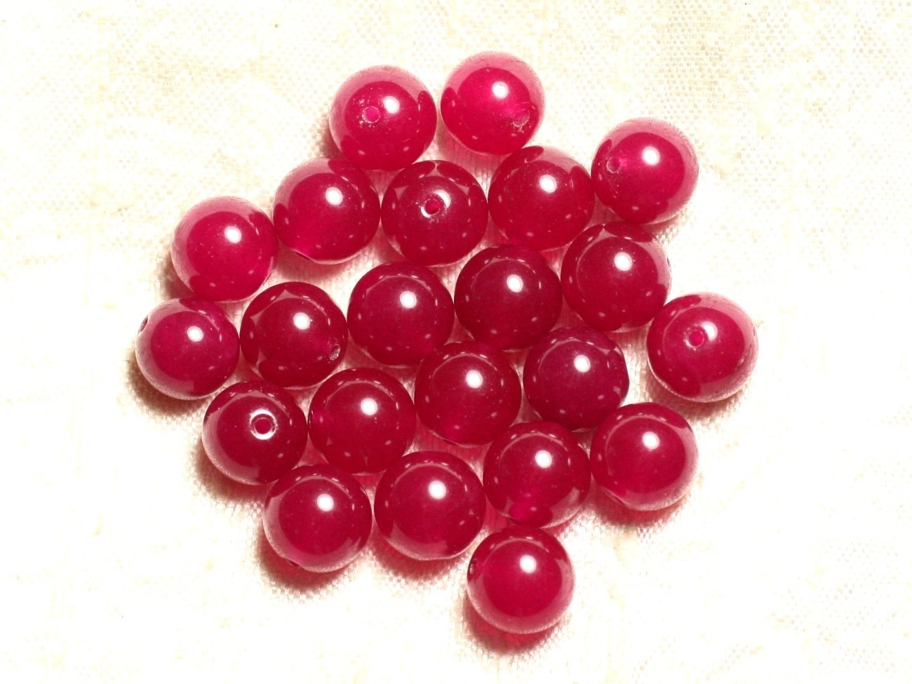 10pc - Perles de Pierre - Jade Boules 10mm Rose Fuchsia Framboise   4558550008640 