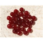 10pc - Perles de Pierre - Jade Boules Facettées 8mm Rouge Bordeaux - 4558550017673 