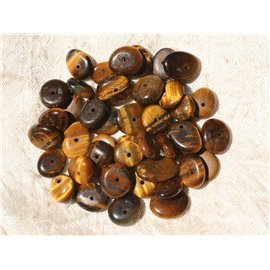 10pc - Perles Pierre Oeil de Tigre Chips Palets Rondelles 8-14mm marron doré bronze noir - 4558550017734