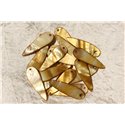 10pc - Perles Breloques Pendentifs Nacre Gouttes 35mm Marron Bronze Doré - 4558550017741